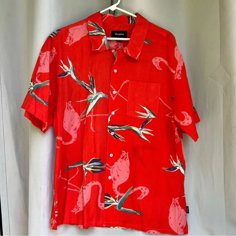 BRIXTON lot ~ 1 button up ~ 3 t-shirts ~ tropical ~ flamingo